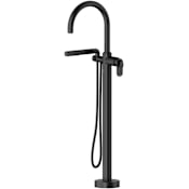 Riobel Arca Floor Mounted Tub Filler with Built-In Diverter - Includes Hand Shower Black