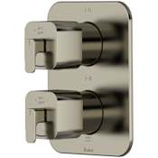 Riobel Equinox Six Function Thermostatic and Pressure Balance Valve Trim Only with Dual Lever Handles and Integrated Diverter - Less Rough In Brushed Nickel