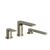 Riobel Fresk Deck Mounted Roman Tub Filler with Built-In Diverter - Includes Hand Shower Brushed Nickel