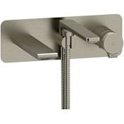 Riobel Fresk Wall Mounted Tub Filler with Built-In Diverter - Includes Hand Shower Brushed Nickel