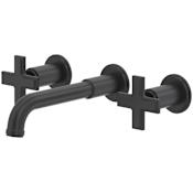Riobel Manifesto 1.2 GPM Wall Mounted Widespread Bathroom Faucet with Dual Cross Handles Black