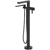 Riobel Manifesto Floor Mounted Tub Filler with Built-In Diverter - Includes Hand Shower Black
