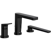 Riobel Ode Deck Mounted Roman Tub Filler with Built-In Diverter - Includes Hand Shower Black