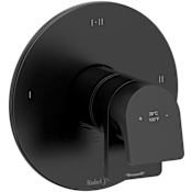 Riobel Ode Two Independent and One Shared Function Thermostatic Valve Trim Only with Single Lever Handle and Integrated Diverter - Less Rough In Black