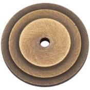 RK International Ringed 1-5/8" Round Solid Brass Traditional Single Hole Cabinet / Drawer Knob Backplate Antique English