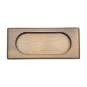 RK International Contemporary 4" x 1.5" Rectangular Recessed Flush Solid Brass Sliding Door Pull / Pocket Door Pull Antique English