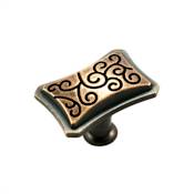 RK International Palermo 1 5/8 Inch / 1.625" Wide Rectangular Country Farmhouse Cabinet Knob / Drawer Knob Brushed English