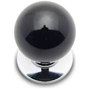 RK International Porcelain 1-1/4" Round Ball Classic Cabinet Knob with Backplate Chrome / Black