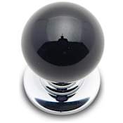 RK International Porcelain 1" Round Ball Classic Cabinet Knob with Backplate Chrome / Black