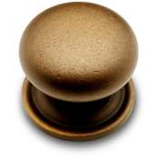 RK International Large Plain 1-1/2 Inch Mushroom Cabinet Knob with Backplate Antique English
