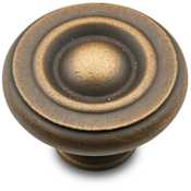 RK International Large Traditional 1-1/2" Round Solid Brass Mushroom Cabinet / Drawer Knob Antique English