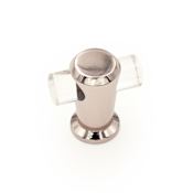 RK International Radiance 1 3/8" Modern Acrylic T Bar Cabinet Knob / T Bar Drawer Pull with Solid Brass Base Polished Nickel