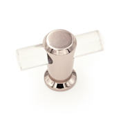 RK International Radiance 2" Wide Single Post Modern Acrylic T Bar Cabinet Knob / T Bar Drawer Knob with Solid Brass Base Polished Nickel