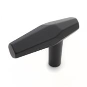 RK International Gibraltar 2" Faceted Offset T Bar Solid Brass Cabinet Knob / Drawer Knob Black