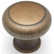 RK International Plain 1-1/4 Inch Solid Brass Mushroom Cabinet / Drawer Knob Antique English