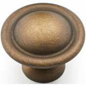 RK International Small Plain 1-1/4" Solid Brass Round Ring Mushroom Cabinet Knob / Drawer Knob Antique English
