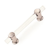 RK International Radiance 4" Center to Center Modern Acrylic Bar Cabinet Handle Drawer Pull with Solid Brass Mounts Polished Nickel
