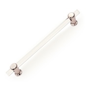 RK International Radiance 8" Center to Center Modern Acrylic Bar Cabinet Handle / Drawer Pull with Solid Brass Mounts / Ends Polished Nickel