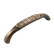 RK International Palermo 5" Center to Center Contemporary Farmhouse Arch Cabinet Pull / Drawer Pull with Etched Scroll Design Brushed English