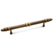 RK International Petal 5" Center to Center Solid Brass Designer Traditional Cabinet Bar Handle / Drawer Bar Pull Antique English