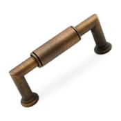 RK International Cylinder 3" Center to Center Modern Industrial Solid Brass Cabinet Handle / Drawer Pull Antique English