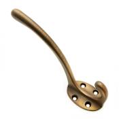 RK International Contemporary 1.25" Wide Oval Base Sleek Solid Brass 2 Prong Bath, Towel, Robe, Coat, Hat Hook Antique English