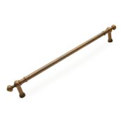 RK International Traditional Industrial 18" Center to Center Solid Brass Luxury Bar Appliance Handle / Appliance Pull with Finial Ends Antique English