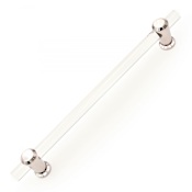 RK International Radiance 12" Center to Center Acrylic Clear Bar Modern Appliance Handle / Appliance Pull with Solid Brass Mounts Polished Nickel