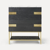 Robern Craft Series 30" Single Free Standing Vanity Cabinet Only - Less Vanity Top Matte Black Oak with Aged Brass
