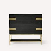 Robern Craft Series 36" Single Free Standing Vanity Cabinet Only - Less Vanity Top Matte Black Oak with Aged Brass