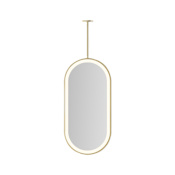 Robern Sculpt 19-1/4"W x 39-3/8"H Pill Flat Metal Framed Ceiling Mounted Bathroom Mirror with LED Lighting Brass