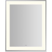 Robern Sculpt 25-1/4"W x 31-1/4"H Rectangular Flat Metal Framed Wall Mounted Bathroom Mirror with LED Lighting Chrome