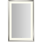 Robern Sculpt 27"W x 43"H Rectangular Flat Metal Framed Wall Mounted Bathroom Mirror with LED Lighting and Defogger Technology Polished Nickel