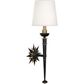 Robert Abbey Cosmos 26" Tall Wall Sconce with White Fabric Shade Deep Patina Bronze / Warm Brass