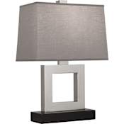 Robert Abbey Doughnut 21" Tall Buffet Table Lamp with Gray Fabric Shade Antique Silver