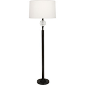 Robert Abbey Celine 63" Tall Torchiere Floor Lamp with Dupioni Silk Shade Deep Patina Bronze / Crystal