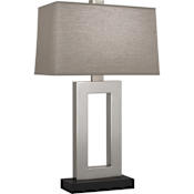 Robert Abbey Doughnut 30" Tall Buffet Table Lamp with Gray Fabric Shade Antique Silver