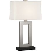 Robert Abbey Doughnut 30" Tall Buffet Table Lamp with Snowflake Fabric Shade Antique Silver