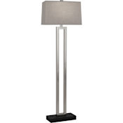 Robert Abbey Doughnut 60" Tall Torchiere Floor Lamp with Gray Fabric Shade Antique Silver