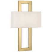 Robert Abbey Doughnut 2 Light 23" Tall Wall Sconce with Snowflake Fabric Shade Antique Brass