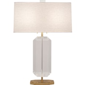 Robert Abbey Jacqueline 2 Light 30" Tall Buffet Table Lamp with Linen Shade Modern Brass / Lucite Crystal