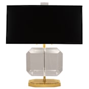 Robert Abbey Jacqueline 2 Light 22" Tall Buffet Table Lamp with Satin Black Paper Shade Modern Brass / Lucite Crystal