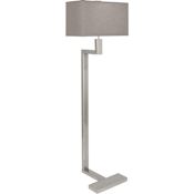 Robert Abbey Doughnut 2 Light 53" Tall Arc Floor Lamp with Gray Fabric Shade Antique Silver