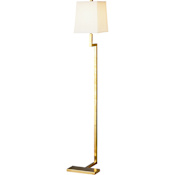 Robert Abbey Doughnut 49" Tall Arc Floor Lamp with White Fabric Shade Natural Brass