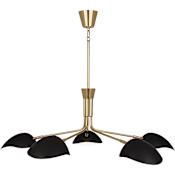 Robert Abbey Rico Espinet Racer 5 Light 50" Wide Chandelier Modern Brass / Matte Black