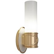 Robert Abbey Chase 12" Tall Wall Sconce with Cased White Glass Shade Antique Brass / Polish Cas White