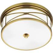 Robert Abbey Chase 3 Light 14" Wide Flush Mount Drum Ceiling Fixture with Frosted Glass Shade Antique Brass