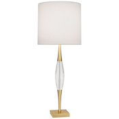 Robert Abbey Juno 37" Tall Buffet Table Lamp with Dupioni Silk Shade Modern Brass / Lucite Crystal