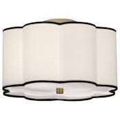 Robert Abbey Axis 2 Light 16" Wide Semi-Flush Drum Ceiling Fixture with White Fabric Shade Aged Brass