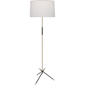 Robert Abbey Thatcher 63" Tall Torchiere Floor Lamp with Oyster Linen Shade Modern Brass / Matte Black